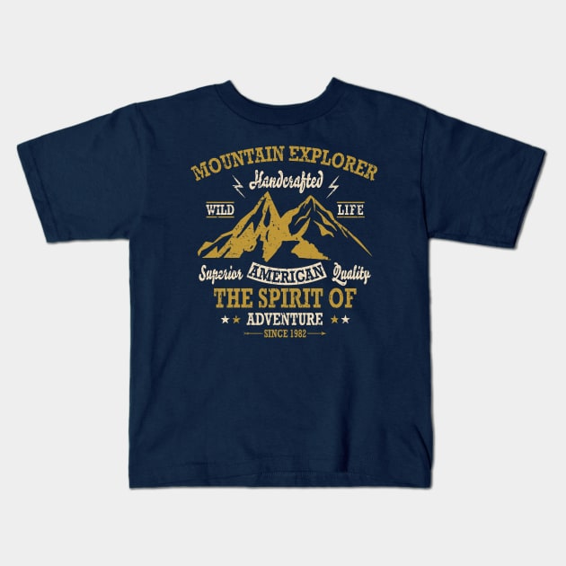 Mountain Explorer Adventure Spirit Kids T-Shirt by JakeRhodes